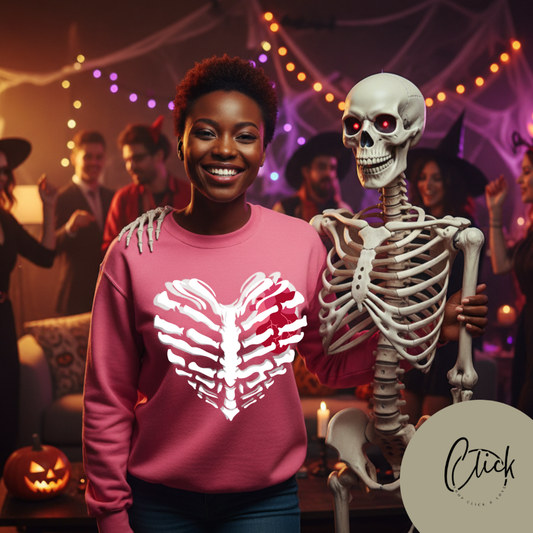 Skeleton Heart Sweatshirt, Unisex Crewneck, Halloween Sweatshirt, Gothic Style