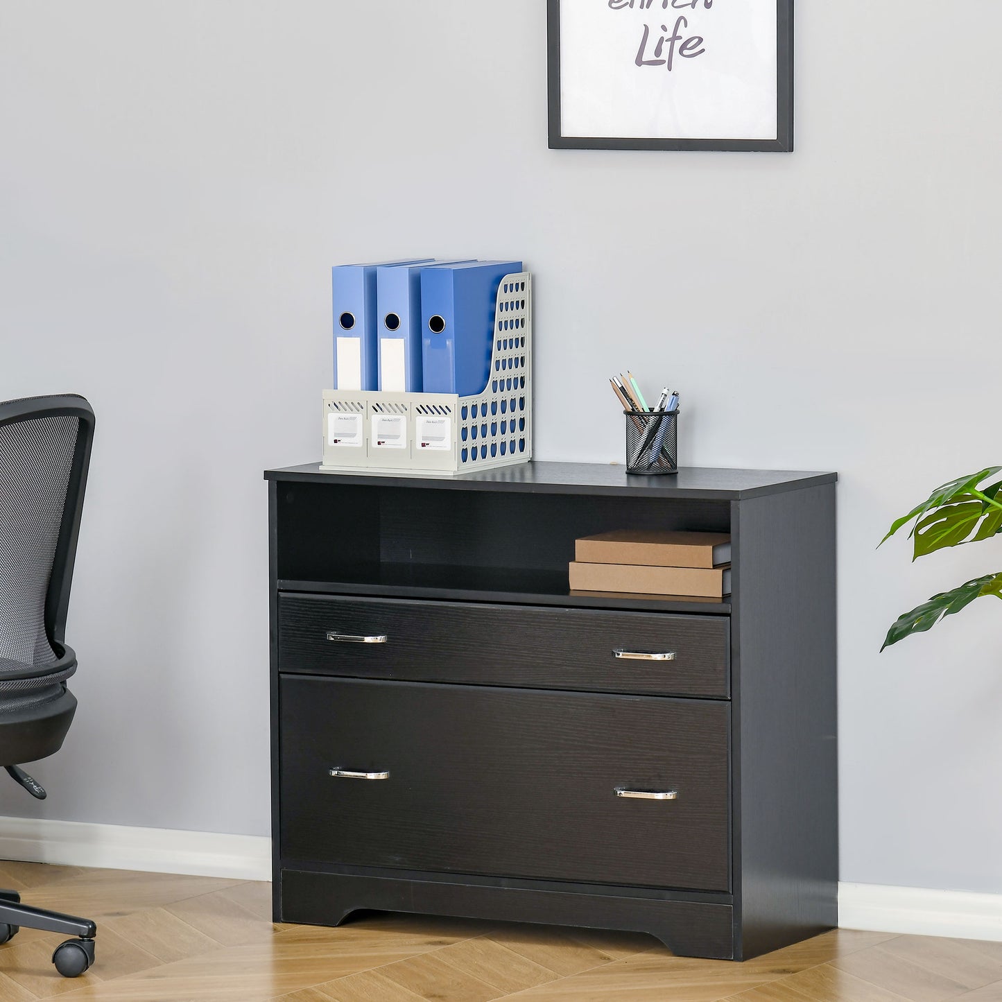 Vinsetto Lateral File Cabinet with Shelf, Drawer for Letter Sized,