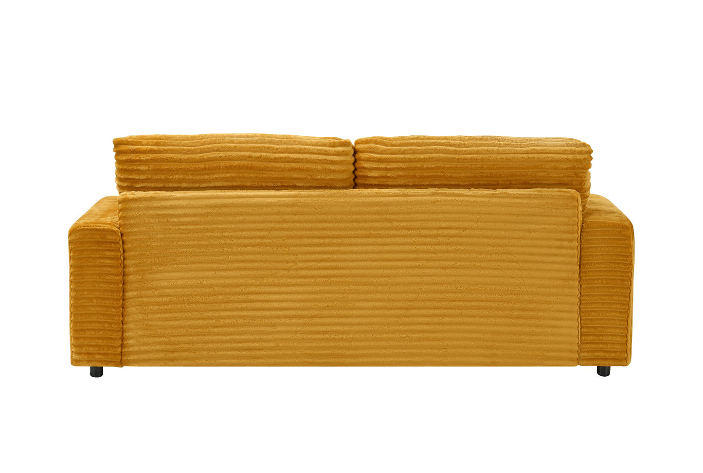 82 inches orange corduroy sofa, two storage feet +4 throw pillows,