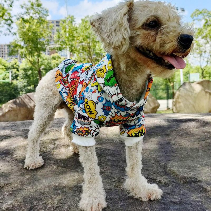 Graffiti Print Pet Hoodie - Stylish Two-Legged Clothing For Dogs