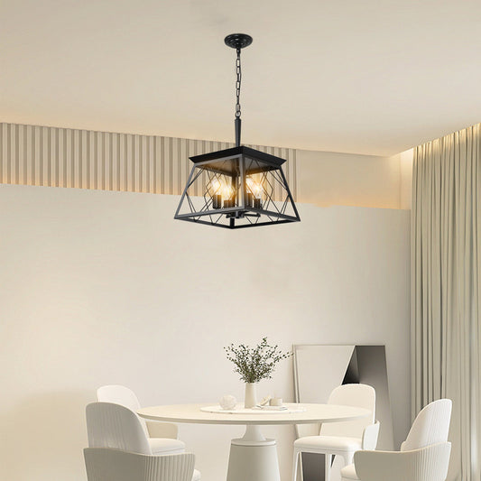 4-Light Farmhouse Chandeliers For Dining Room Black(No Bulbs)NEW