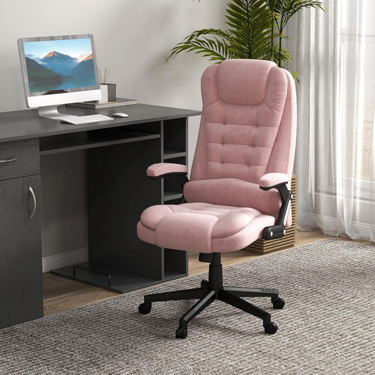 6 Point Vibrating Massage Office Chair with Heat, Velvet High Back