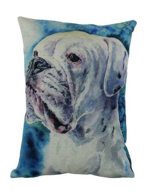 White Boxer | Watercolor Boxer | 12x18 | Pillow Cover |  Home Decor |