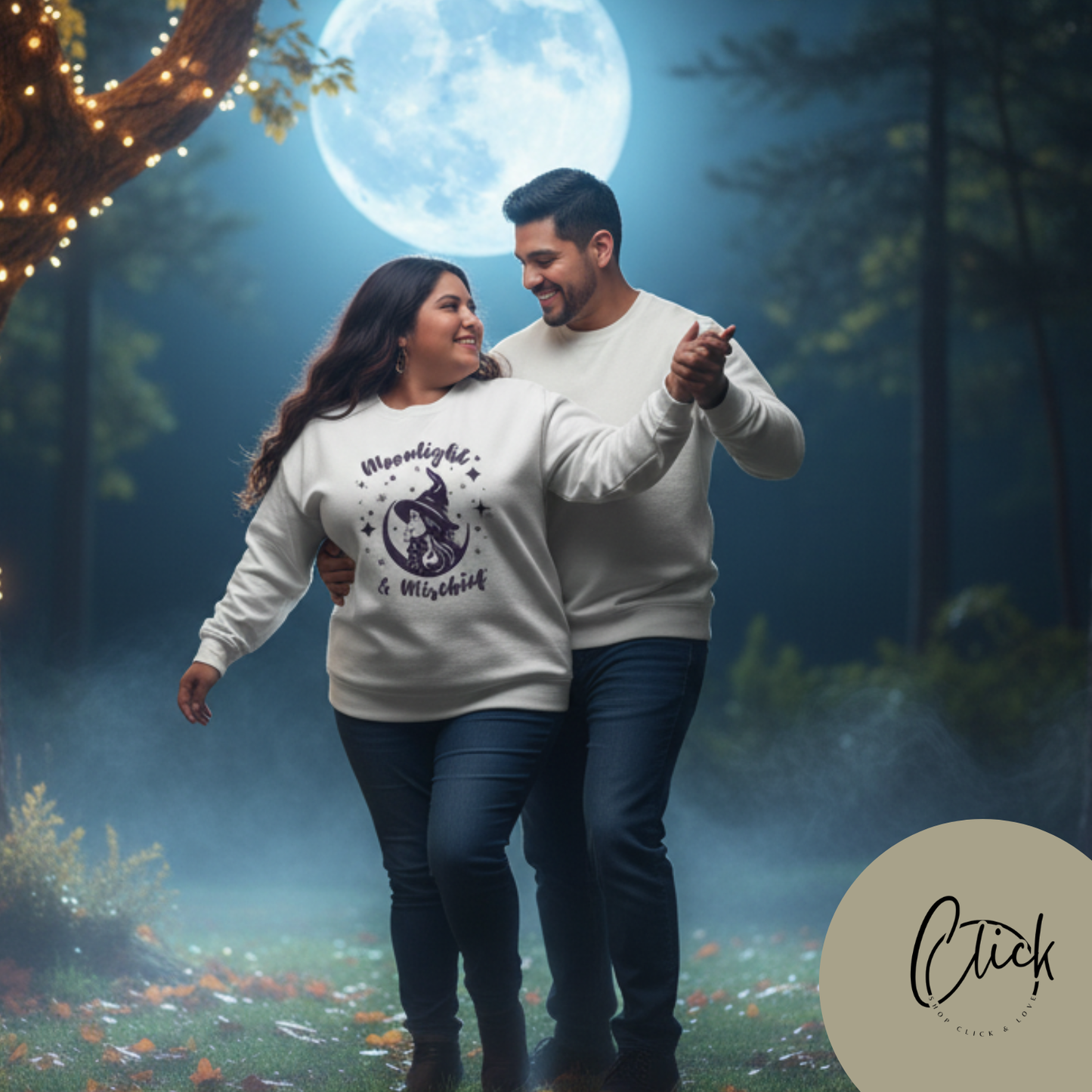 Moonlight & Mischief Crewneck Sweatshirt, Cozy Witchy Sweatshirt, Unisex Halloween Apparel, Fall Fashion, Gift for Her